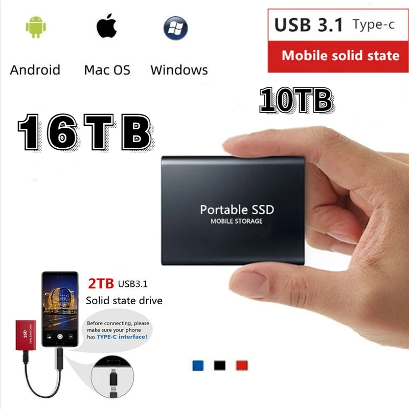 Внешний жесткий диск Mini SSD 16 ТБ 10 8 6 4 | Мобильные телефоны и аксессуары