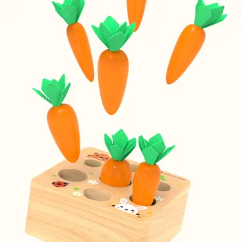 

3D Wooden Baby Puzzles Pulling Radish Memory Match Chess Montessori Puzzle Kids Toy exploring Educational Children cognitive Toy