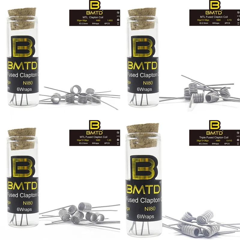 BMTD MTL Clapton Fused катушка Ni80 готовые катушки для DIY Vaper RDA RTA танк Атомайзеры Высокая