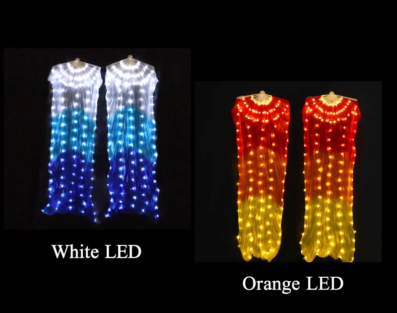 1 шт./2 шт. светодиодный вентилятор для танца живота из шелка шелк 180x90 см белый Радужный светодиодный реквизит для выступлений на сцене с батарейками