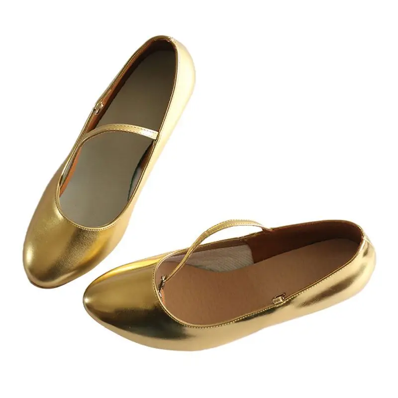 Rubber Sole Use In Outdoor Latin Ballroom Dance Shoes Gold Silver Practise Closed Toe Standard Dance Shoes For Girls and Women