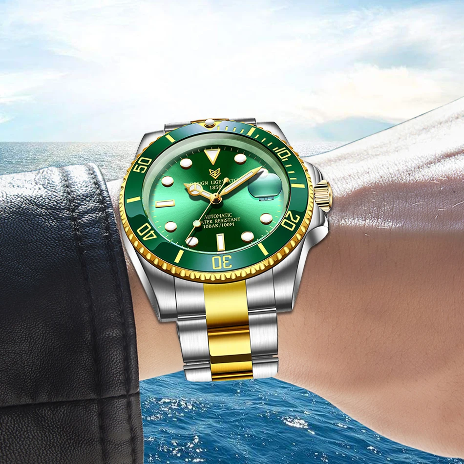 LIGE Men Mechanical Wristwatch Stainless Steel Clocks Watch Luxury Military Sports Mens Watches Reloj Hombre mechanical watch