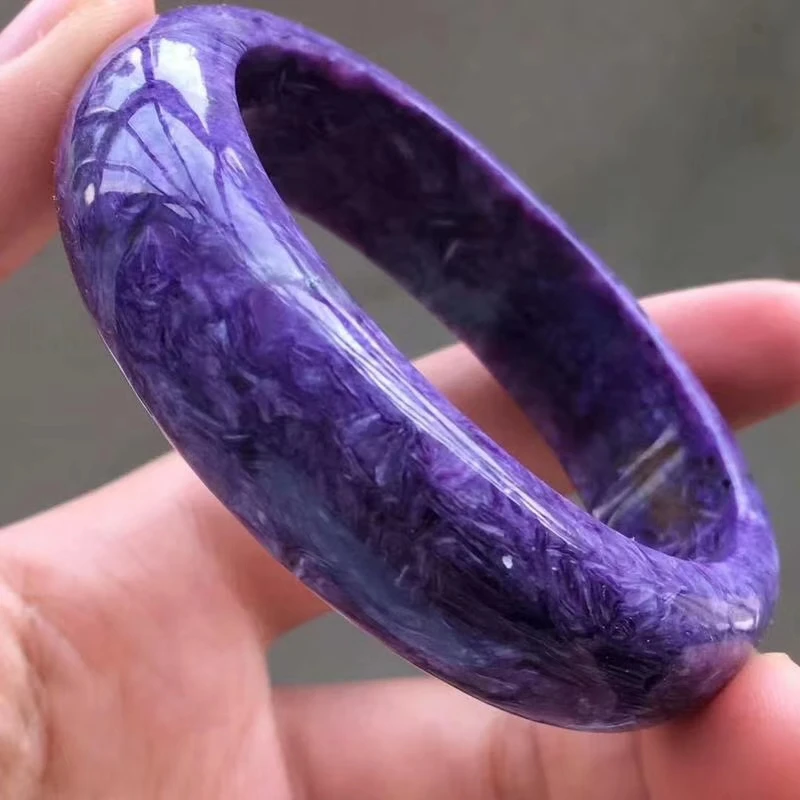 

Genuine Natural Purple Charoite Gemstone Beads Bangle Inner Diameter 56mm Crystal Lady Bracelet For Women Fashion AAAAAA