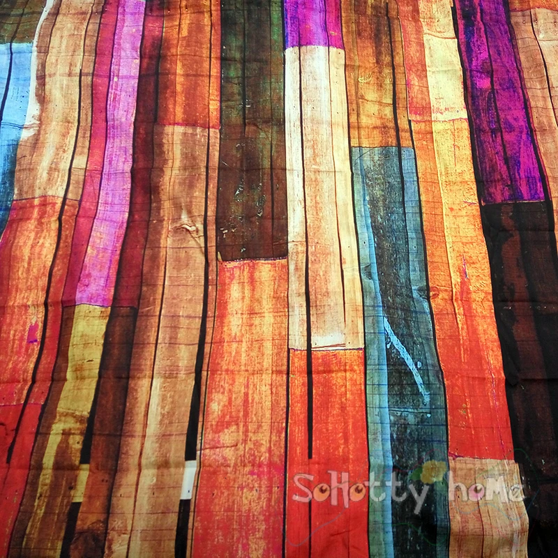 Ретро винтажный цветной деревянный принт занавески для душа набор занавесок для ванной комнаты с 12 крючками