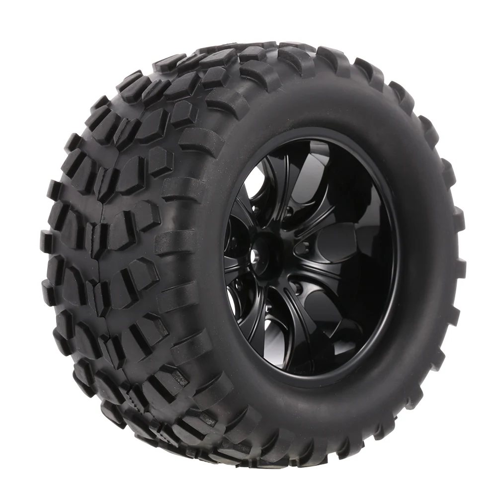 

4PCS RC Tires Crawler 1/10 Tire Tyre Nail Block Tread Pattern 7 Spokes Wheel Rim for 1/10 HSP HPI Redcat RC4WD AXIAL RC Cars