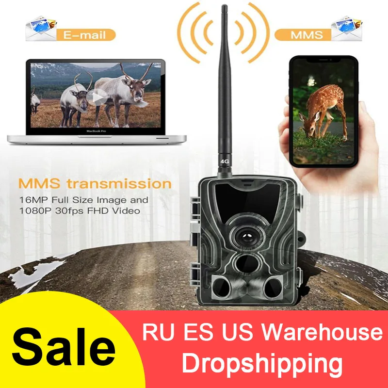 

16MP 64GB Hunting Camera 4G Trail Camera IP65 Photo Traps 0.3s Wild Camera With 5000Mah Lithium Battery HC-801LTE
