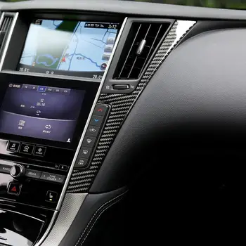 

Carbon Fiber Center Console Panel Frame Cover Trim For Infiniti Q50 V37 2014+ Car Interior Decoration Set