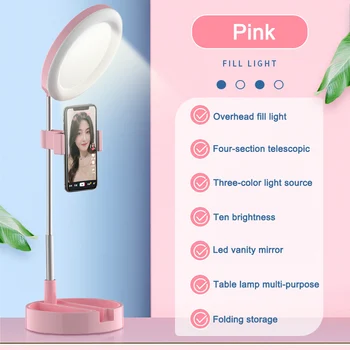 Billige Foto Studio Telefon Video Mini Desktop Tisch LED Ring Licht Fotografie Dimmbare Make-Up Ring Lampe QJY99