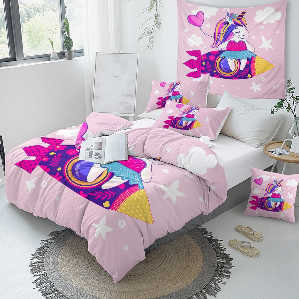 Unicorn Girly Bedding Set For Girls