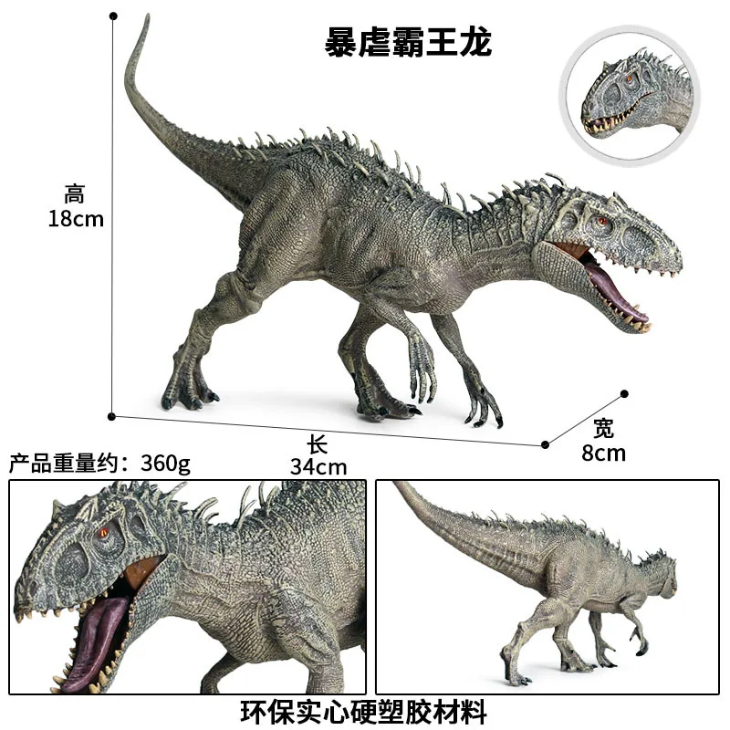 

New 34x8x18cm Jurassic Indominus Rex Action Figures Open Mouth Savage Tyrannosaurus Dinossauro World Animals Model Kid Toy