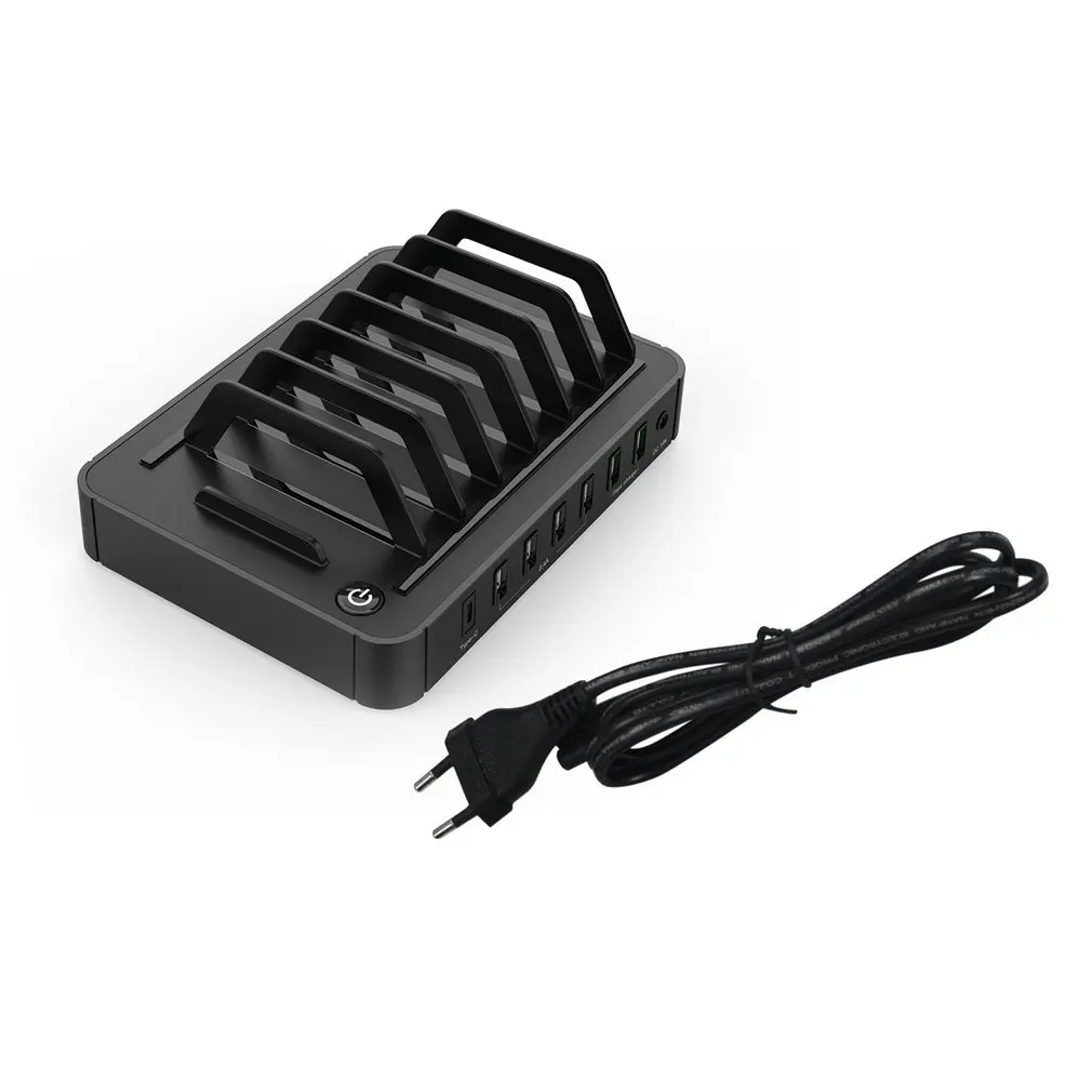 

S762 QC3.0 7 Ports Type-C Charging Station Wireless Fast Charge Dock Watch Stand Organizer for Mobile phone Smart Phones