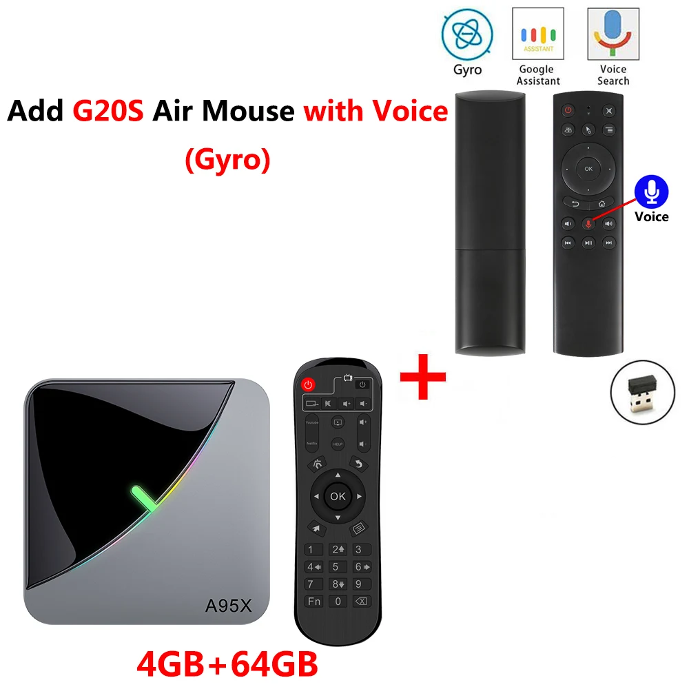 4GB 64GB add G20S A95X F3 AIR RGB светодиодный Amlogic S905X3 Smart Android 9,0 tv BOX 4 Гб ram 32 Гб 64 Гб rom wifi Bluetooth 4K UHD телеприставка 2 Гб 16 Гб - Цвет: 4GB 64GB add G20S