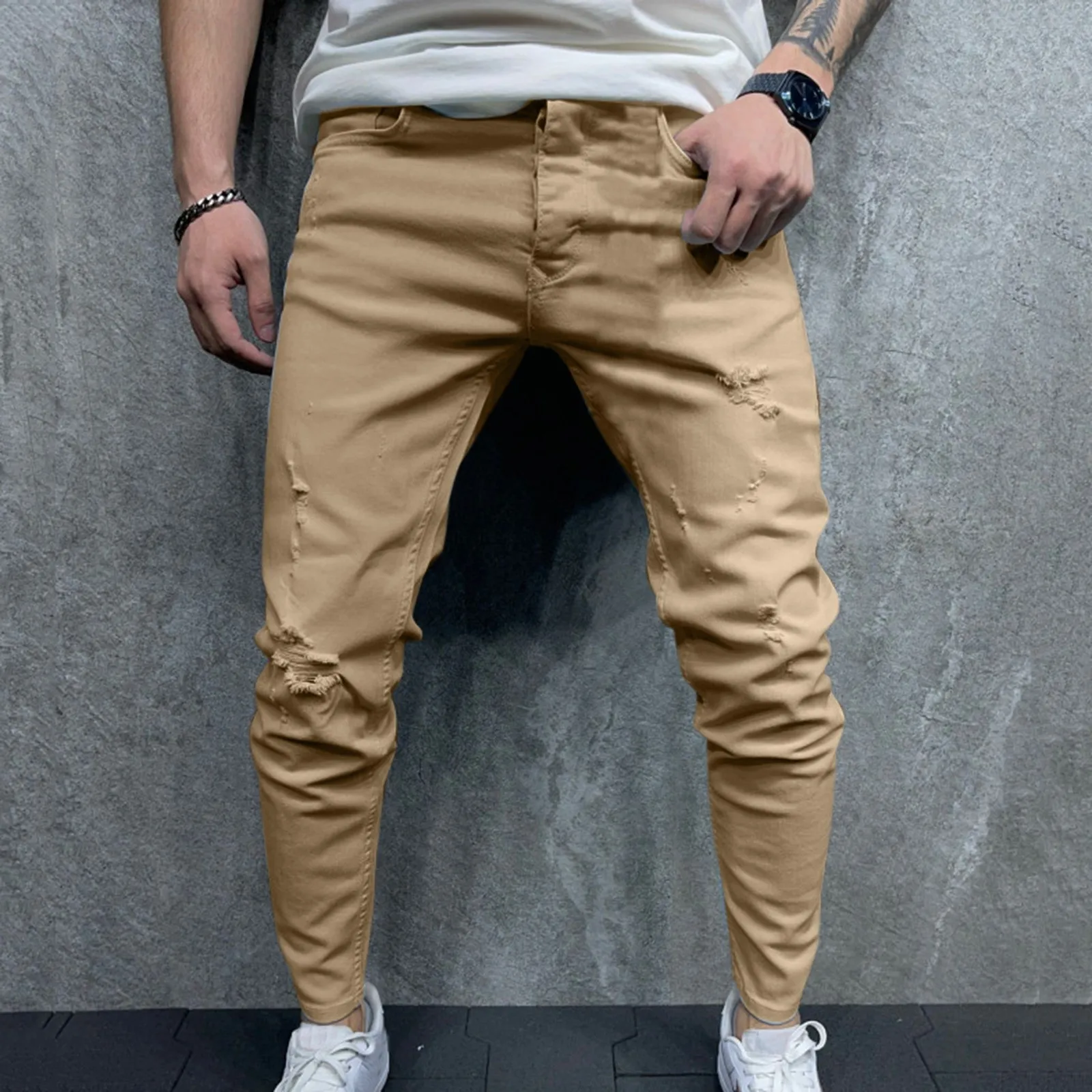 2021 Men's Casual Jeans Zipper Open Placket Water Milled Feet Woven Feet Trousers High Quality Daily Simple Jeans Штаны Мужские 2