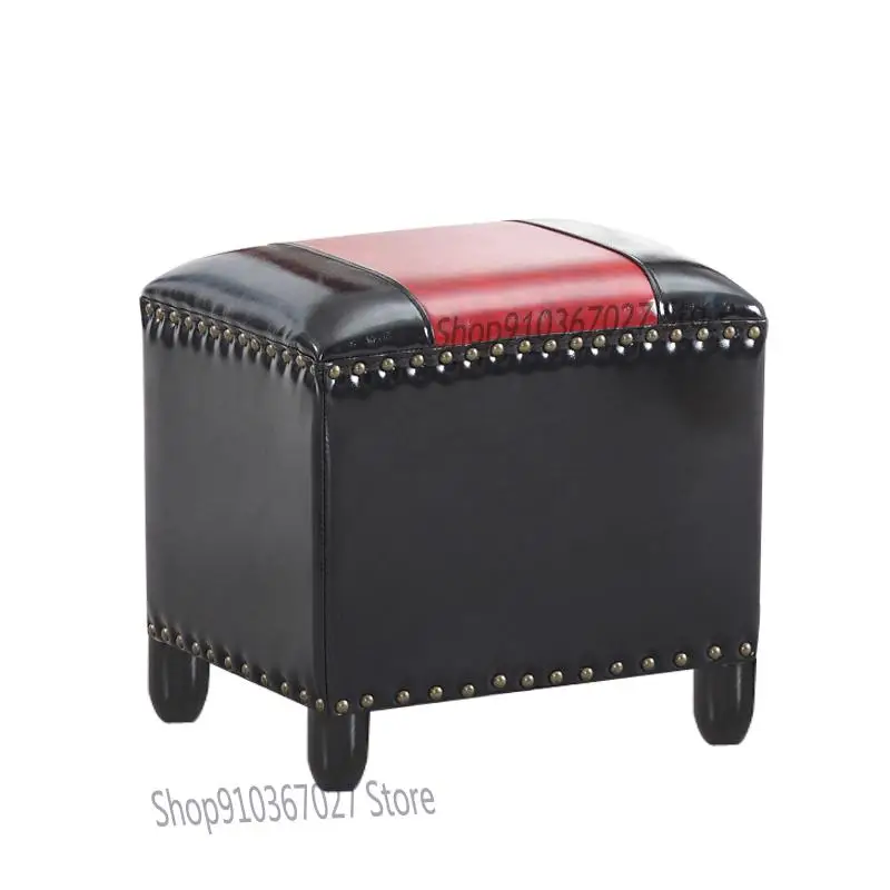American Leather Stool Living Room Home Sofa Fitting Door Shoe Fashion Creative |
