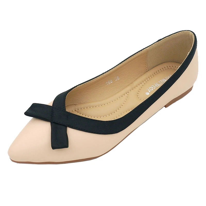 ladies tan leather flat shoes