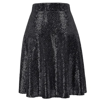 

Grace Karin Fashion Women's Sexy Sparkling Sequins Sequined Skirt Flared A-Line Summer New Lady High Waist Skirts