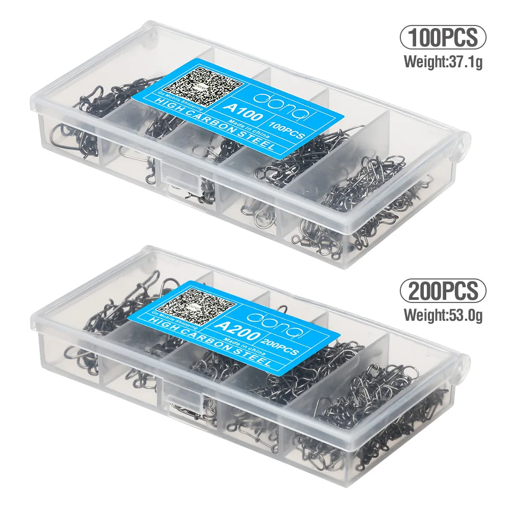 DONQL 100200Pcs Bearing Swivel Fishing Connector Snap Rolling Interlock Connector Fishhook Lure Sea Fishing Tackle Accessories主图02 (6)