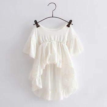 

Baby Girl Dress Frill Flare Sleeve Top T-Shirt Party Ruffled Cotton Hem DressesPretty Elegant Princess Clothes1-6Y Hot Sell