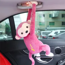 Мультяшная Милая портативная коробка для салфеток с обезьяной, автомобильная коробка для салфеток, домашняя офисная салфетка, бумажные держатели, чехлы для автомобиля