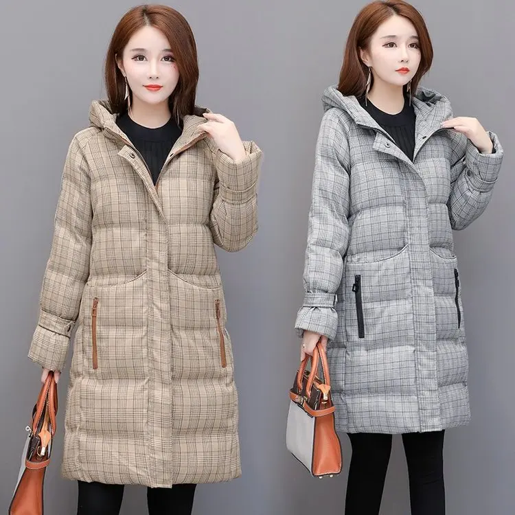 

Middle-aged Cotton-padded Clothes WOMEN'S Dress Mom Winter Coat New Style Cotton-padded Jacket Thick Long over-the-Knee Hooded W