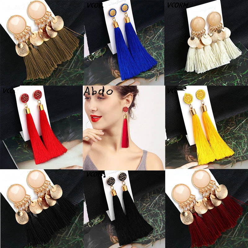 Женские богемные Винтажные серьги-подвески ручной работы Роскошные Длинные в