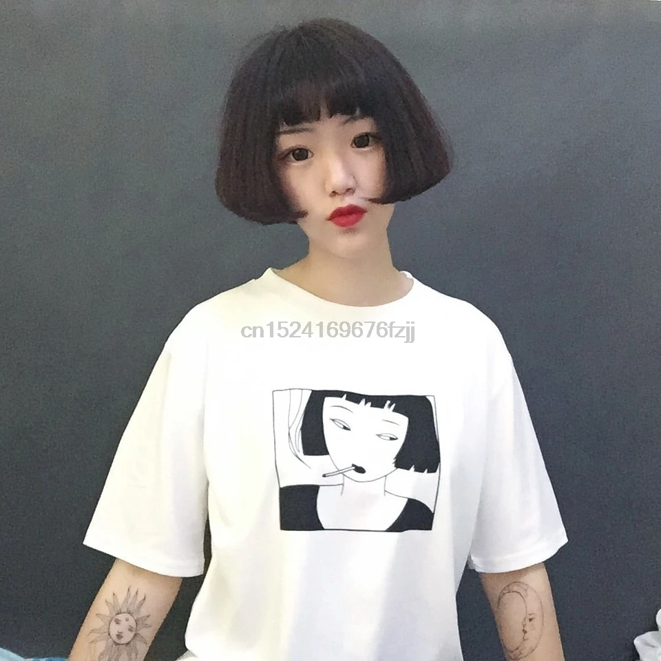 Летняя новая женская Свободная футболка с коротким рукавом и принтом Genki Girl |