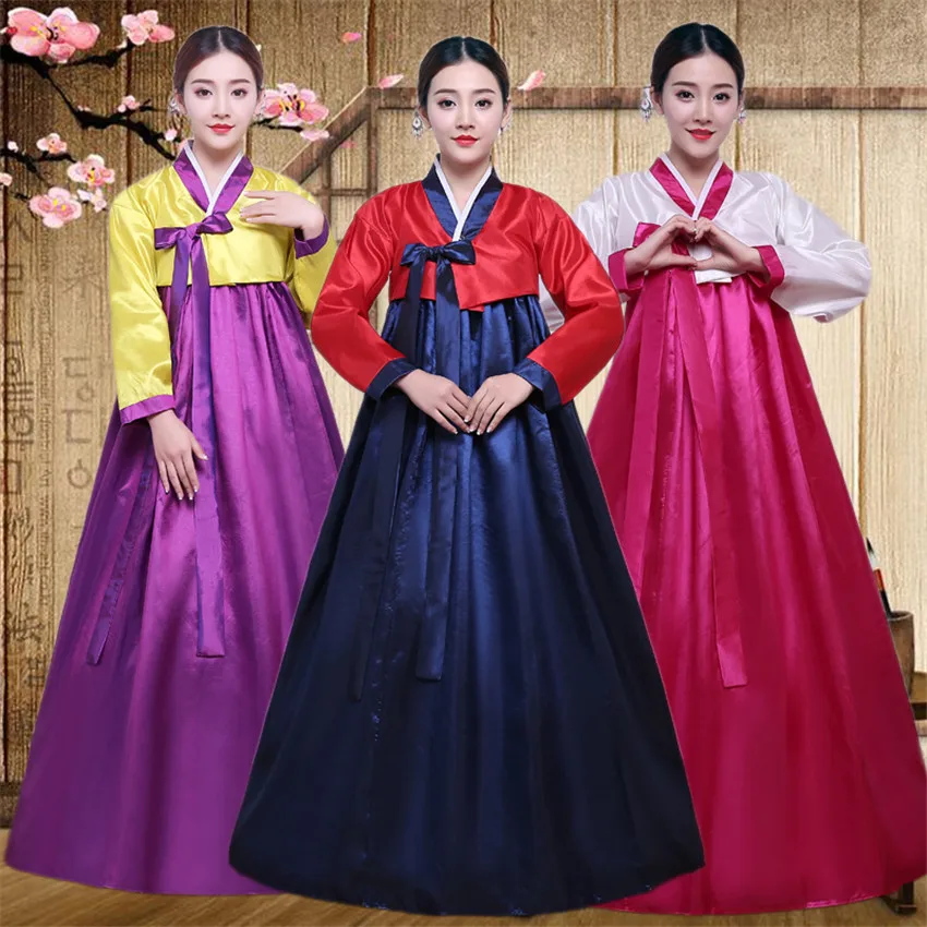 10 Color Korean Traditional Palace Female New Year Minority Dance Performance Dress for Women Full Sleeve Hanbok Costume