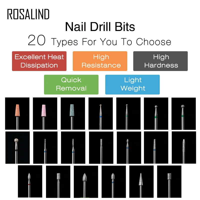  ROSALIND Electric Manicure Grinding Nail Drill Bit Machine Accessories Nail Art Tool Nail Files Nai