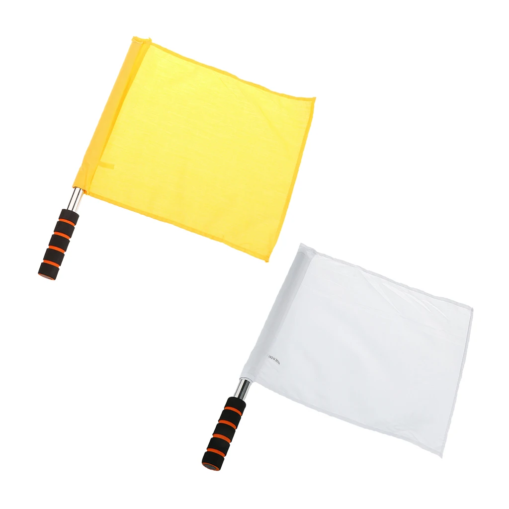 2 Pieces Portable Durable Sports Football Soccer Hockey Rugby Linesman Referee Flags Equipment 37 x 32.7 cm