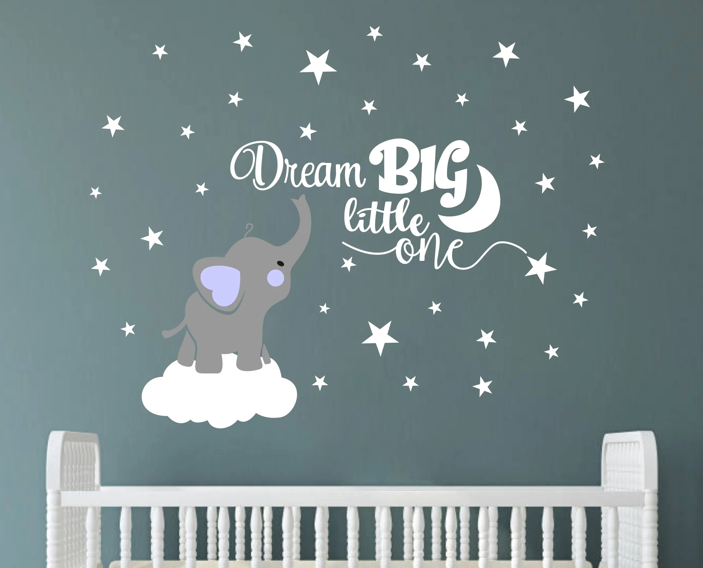 Dream Big Little One переводная картинка на стену в виде слона, Цитата наклейки на стену, Украшение стен в детской комнате, виниловые настенные наклейки для детей(S08