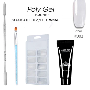 

Glue Crystal Jelly Quick Dry 3D DIY Brush Acrylic Tips Double End Pusher Manicure Art Polish Poly Builder Nail Extension Gel Kit