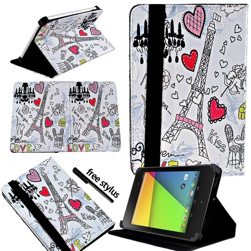KK&LL для Google Nexus 7(1st 2th, Gen 2012 Gen 2013)-кожаный чехол-подставка для планшета+ Бесплатный стилус - Цвет: Eiffel Tower