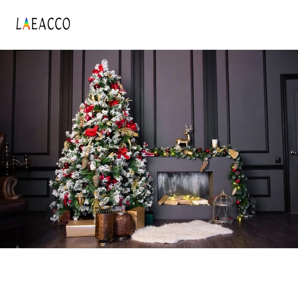 Laeacco Темный шикарный фон для фотосъемки с изображением стены рождественской елки