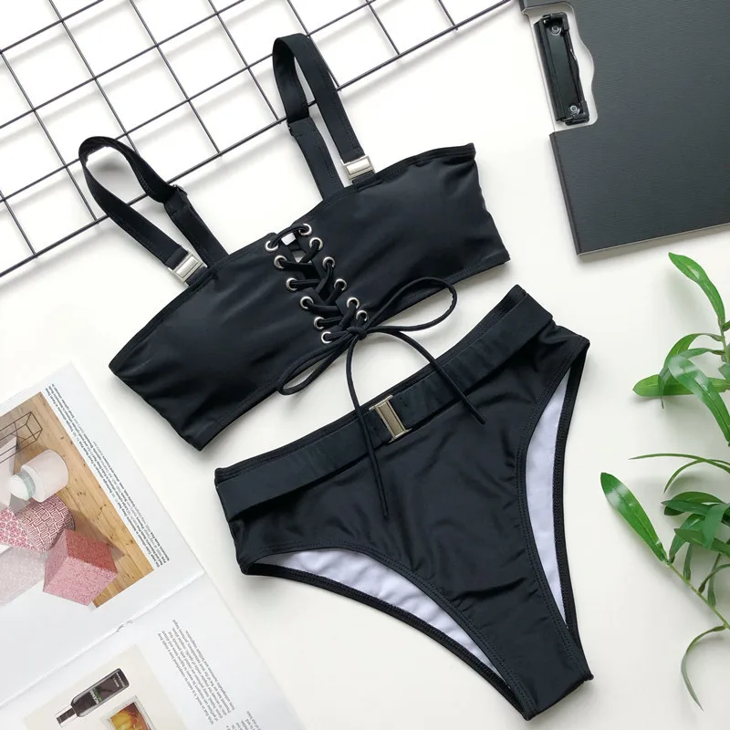 2020 New Sexy High Waist Bikini Swimsuit Women Swimwear Bandeau Push Up Bikini Set Bandage Bathing Suit Beach Wear 2020 New Sexy High Waist Bikini Swimsuit Women Swimwear Bandeau Push Up Bikini Set Bandage Bathing Suit Beach Wear