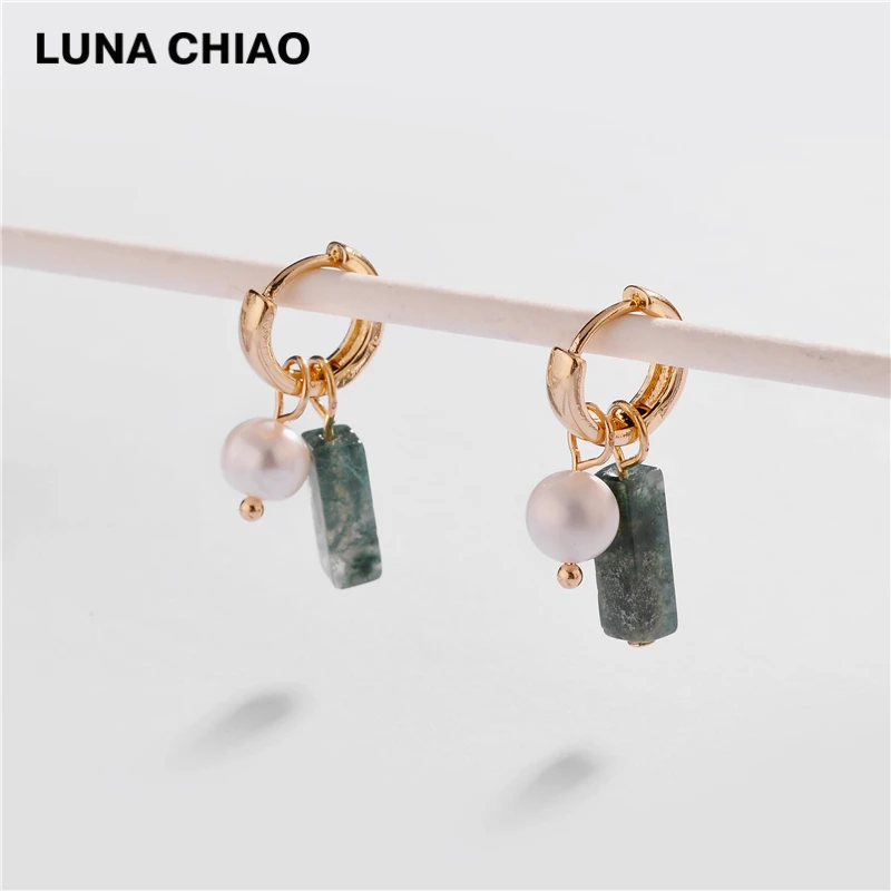LUNA CHIAO модные трендовые женские ювелирные изделия натуральный Чарм, подвеска из камня висячие серьги