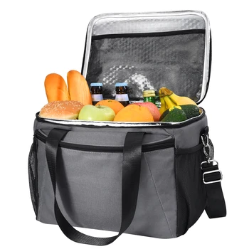 

15L Reusable Lunch Tote Bag Oxford Cloth Insulated Lunch Bag Snacks Organizer for School Work Picnic Hiking Beach Fishing