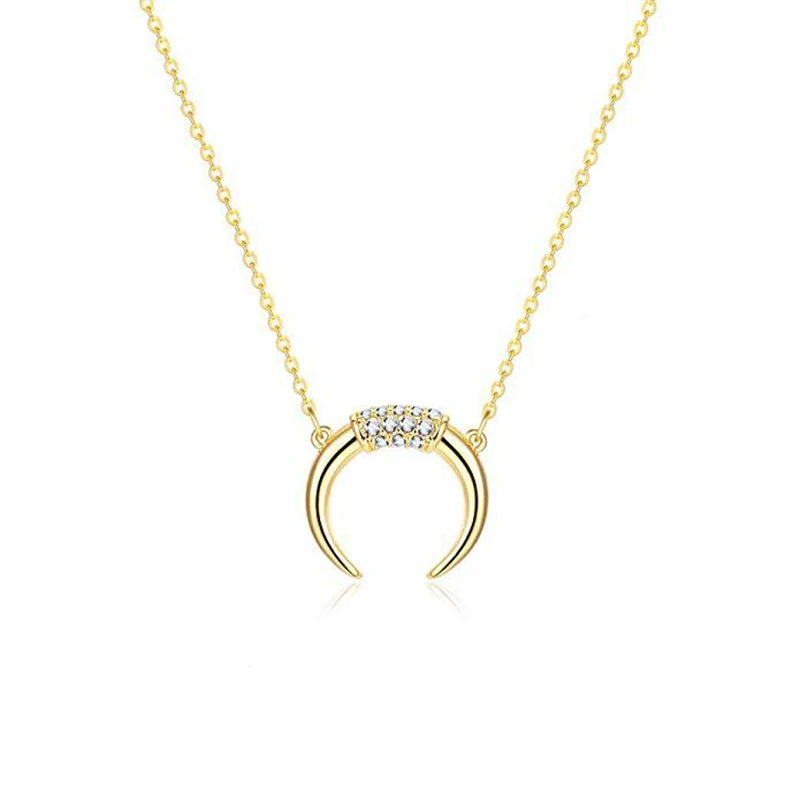 Трендовое ожерелье с кулоном в виде Луны из кубического циркония, золотого и серебряного цветов, Дамское качественное ожерелье с кристаллами для женщин, корейские ювелирные изделия