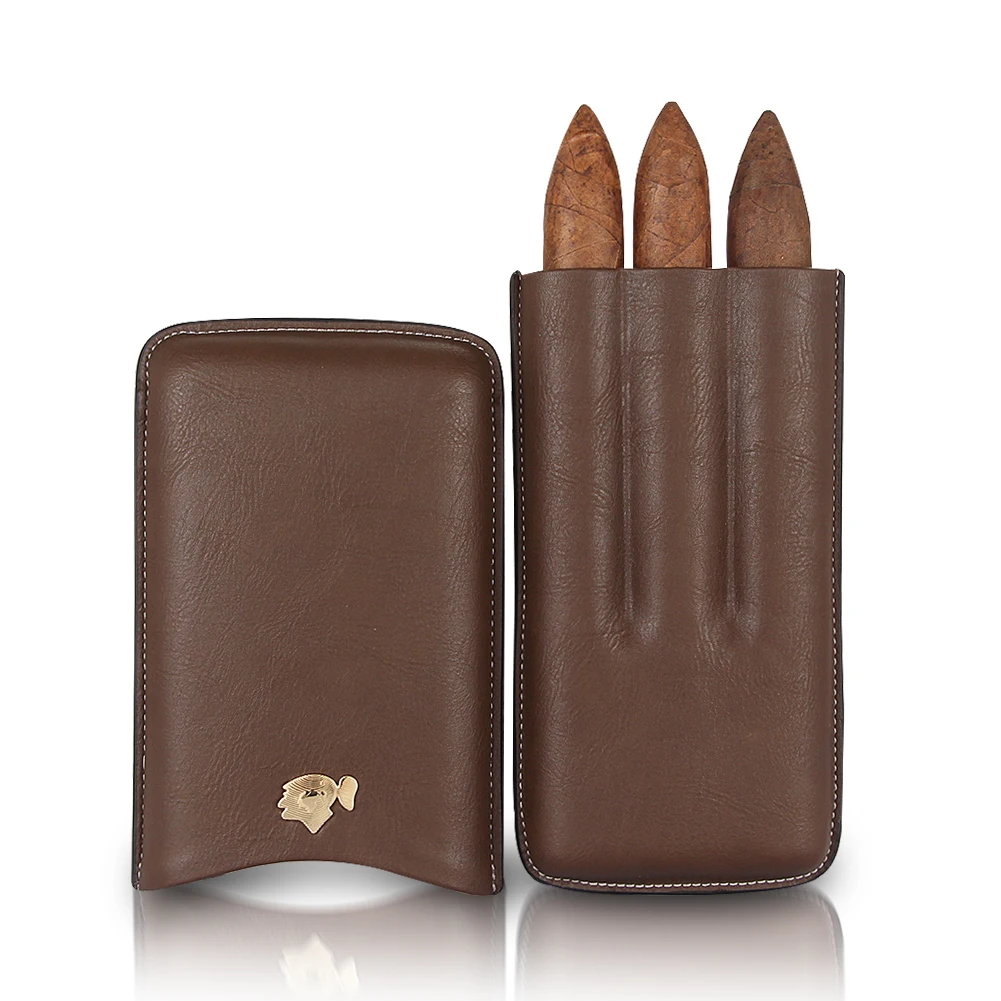 

COHIBA Leather Cigar Case Portable Travel Humidor Box Pocket 3 Tube Holder Cigar Humidor Box Storage For COHIBA Cigars