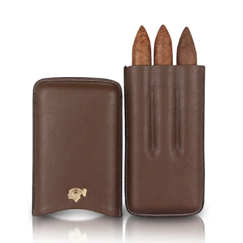 

COHIBA Leather Cigar Case Portable Travel Humidor Box Pocket 3 Tube Holder Cigar Humidor Box Storage For COHIBA Cigars