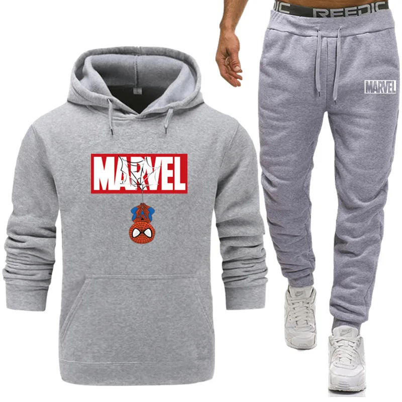 Мужской Человек-паук marvel Спортивная одежда для бега костюмы тренажерный зал для обучения фитнесу пальто толстовки брюки наборы мужской спортивный костюм для бега