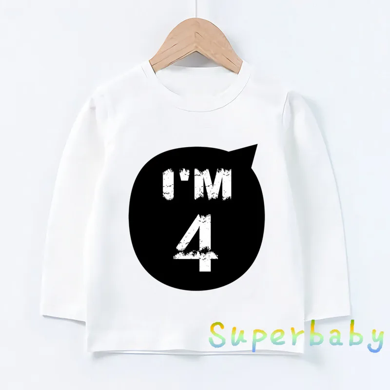 Детская футболка с надписью «Happy Birthday I'M» для детей 1-10 лет, Забавные топы с рисунками для маленьких мальчиков и девочек, Детская футболка с длинными рукавами, LKP5276 - Цвет: LKP5276-D