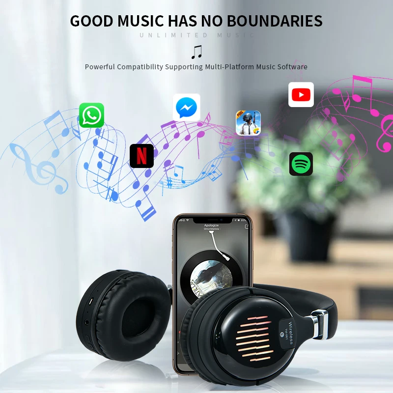 Настоящие беспроводные наушники, 3D стерео Bluetooth гарнитура, складные Игровые наушники с микрофоном, FM, TF карта, наушники с шумоподавлением
