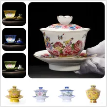 Новое поступление 24 стиля высококачественная керамическая пиалы для чая эмалированная Крышка Чаша Sancai Gaiwan, чайная чашка большая для китайского кунг-фу чайная посуда
