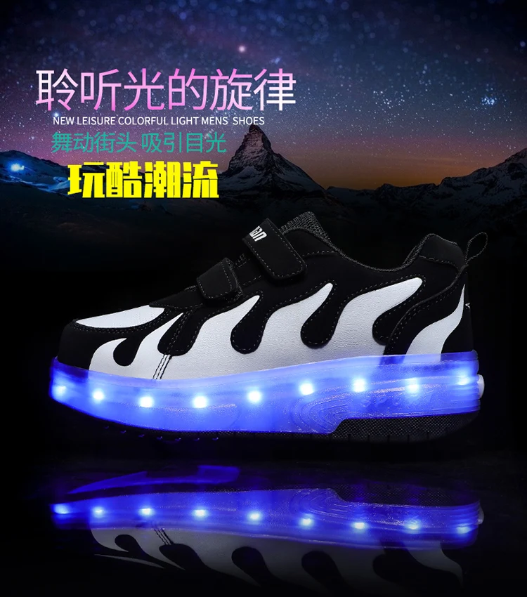 Heelies USB зарядка светодиодный Красочные Дети Мода кроссовки с два колеса роликовые коньки обувь для мальчиков и девочек