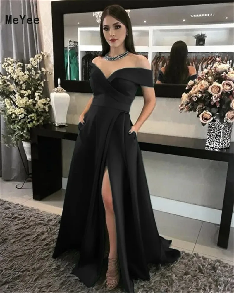 dark green off the shoulder prom dress