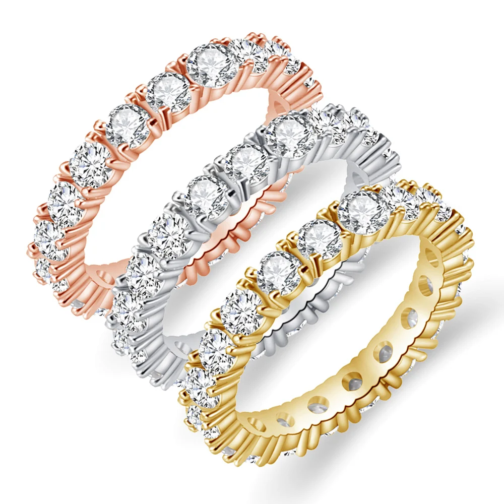 

Lady Charm 3 Colors Ring Inlay Crystal Zircon Rhinestone Fashion 5-10 Size Round Ring Jewelry Accessories for Women 2019 New