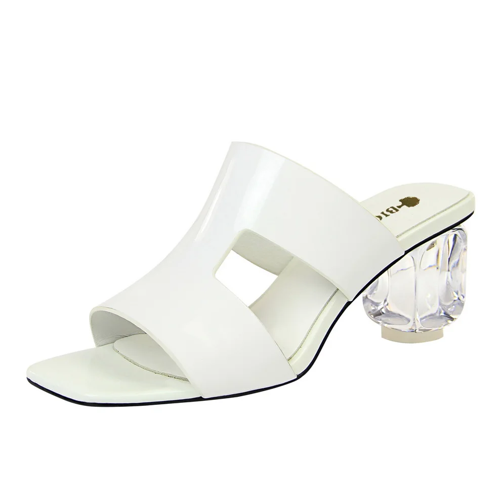 

High Heel Slippers Open Toe Summer Slippers Women Ladies Slippers And Sandals Block Heel Shoes Designer Slides Mule Shoes K0222