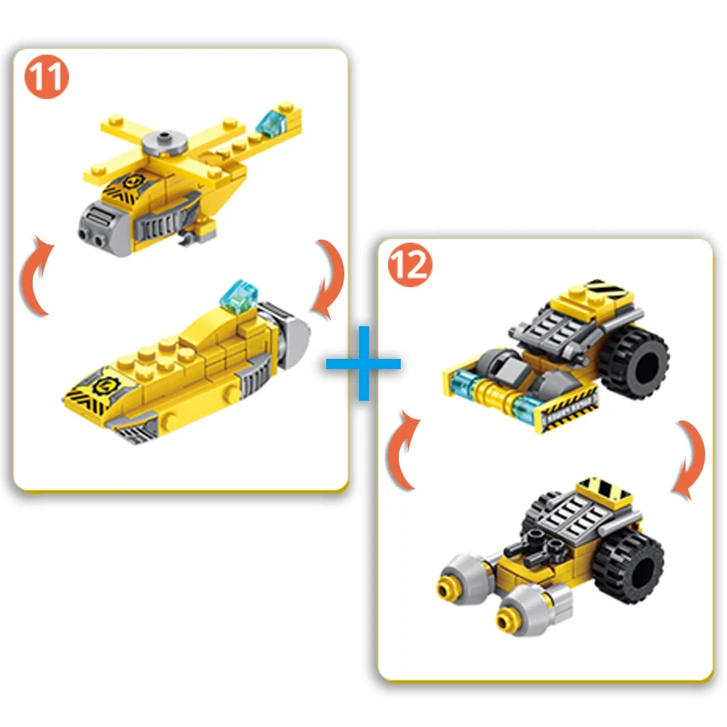 Строительные блоки 12в1 штабелируемые игрушки Constryction грузовик кран прицеп город строительные кирпичи загрузка автомобиля захват машины вертолет