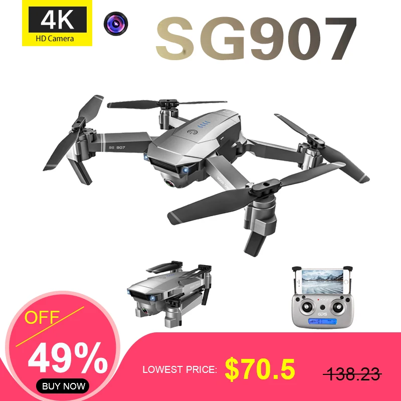 

SG907 Quadcopter GPS Drone with 4K HD Dual Camera Wide Angle Anti-shake WIFI FPV RC Foldable Drones Professional GPS Follow Me