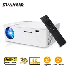 

SVANUR Full HD Projector Native 1080P Support 4K Beamer 8500 Lumens Bluetooth 3D 5G Support AC3 Projector for Video Home Theater
